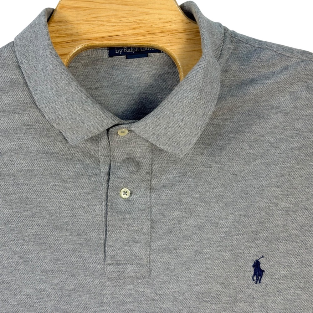 Polo Ralph Lauren Polo Shirt Men 3XB Gray Solid Cotton Big & Tall Short Sleeve